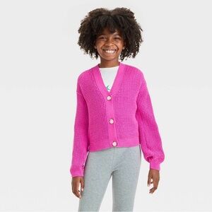 Cat & Jack Girls Pink Cardigan Sweater Button Front Size‎ XL 14 NEW